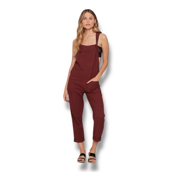 L*Space Cali Currant 100% Cotton Cropped Jumpsuit Size Medium - Picture 1 of 8